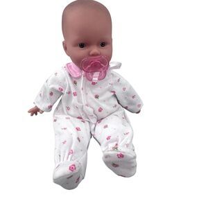 JC Toys Berenguer 12” Realistic Baby Doll Pink Floral Outfit Pacifier Blue eyes